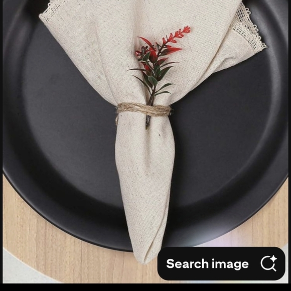 12 Linen Embroidered With Tiny Red Flower Napkins . Made In Portugal - Picture 9 of 9